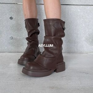 Women's Dark Brown Combat Boots